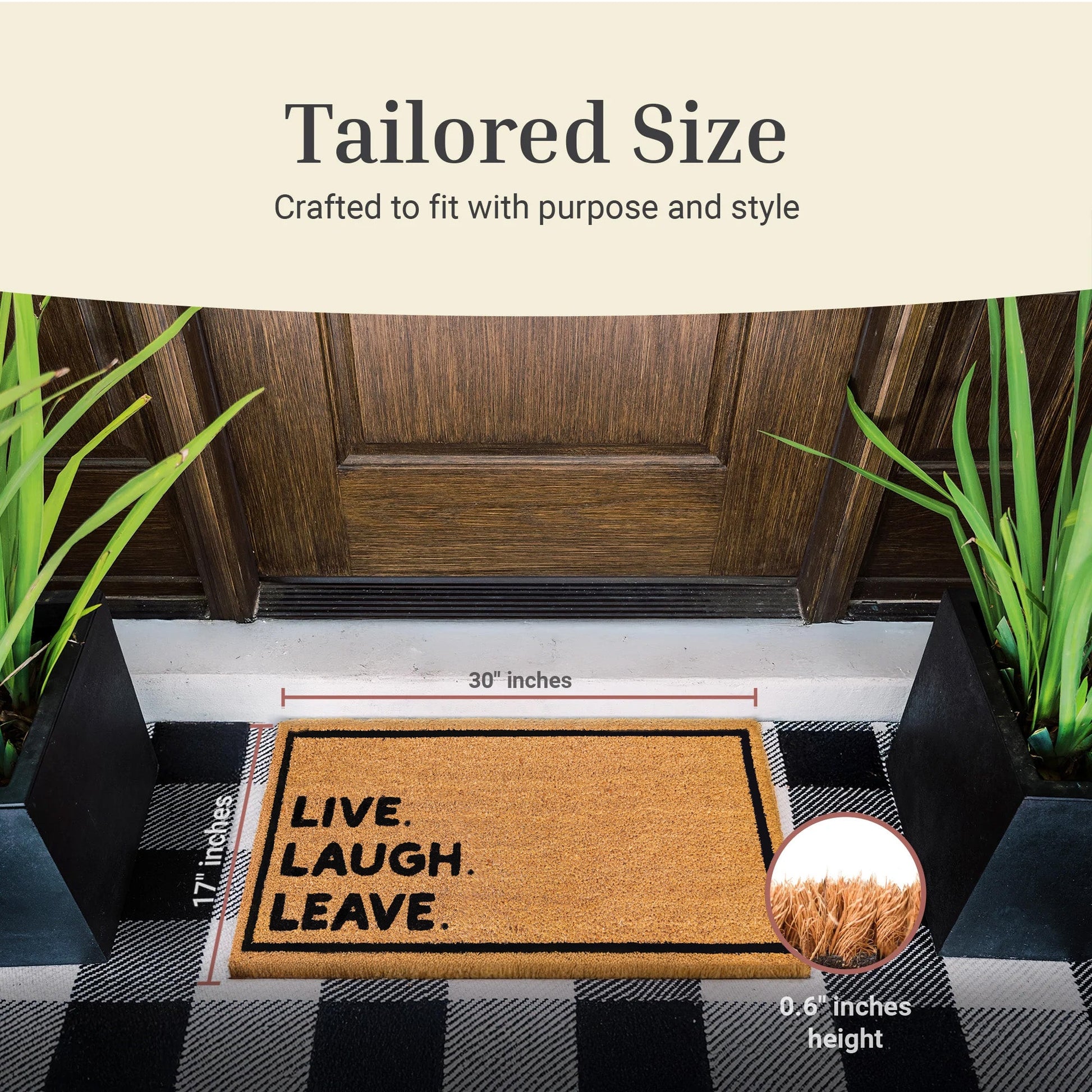 Live Laugh Leave Natural Coir Doormat - 17x30