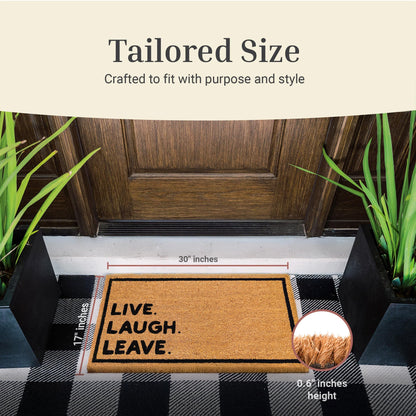 Live Laugh Leave Natural Coir Doormat - 17x30