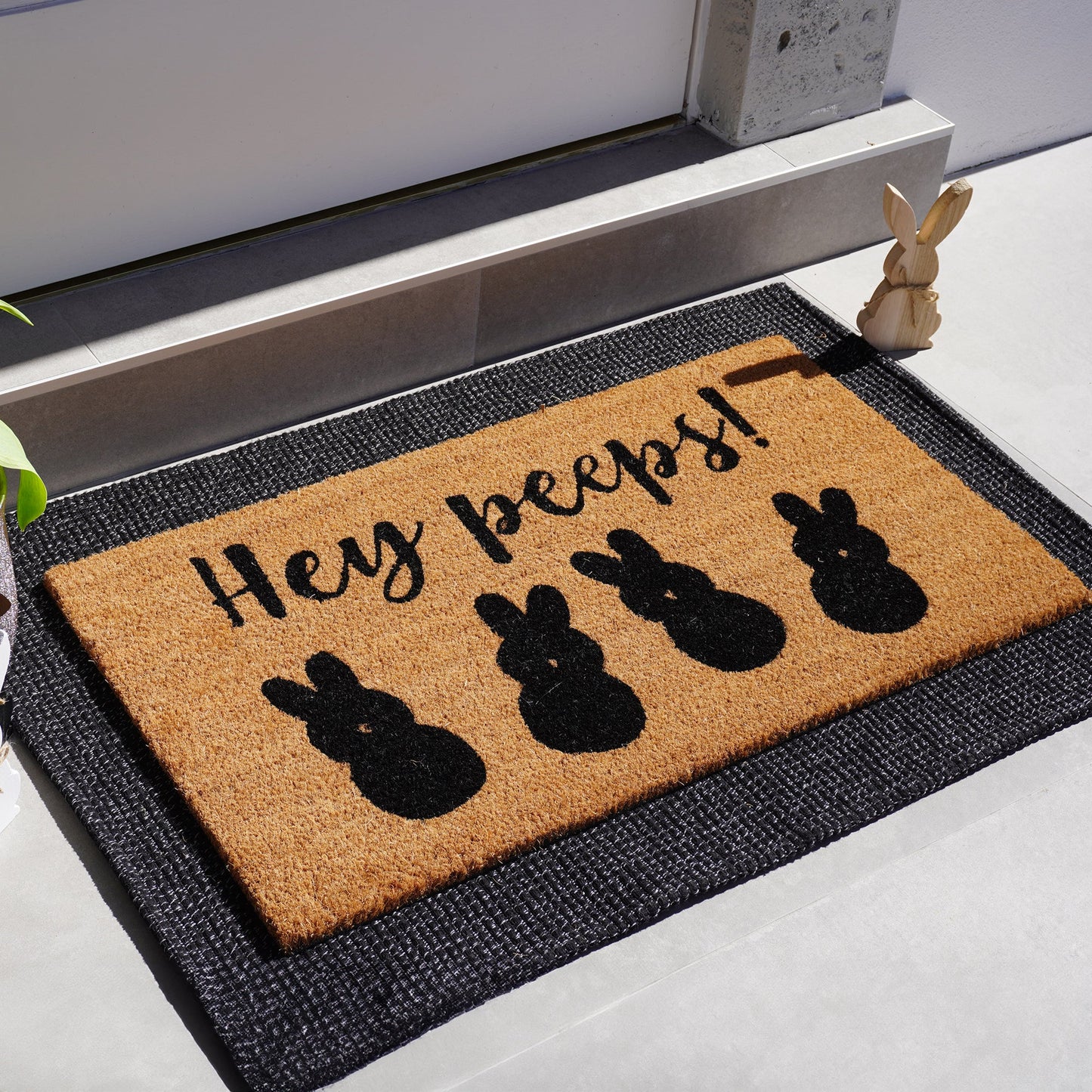Hey Peeps Natural Coir Doormat - 17x30