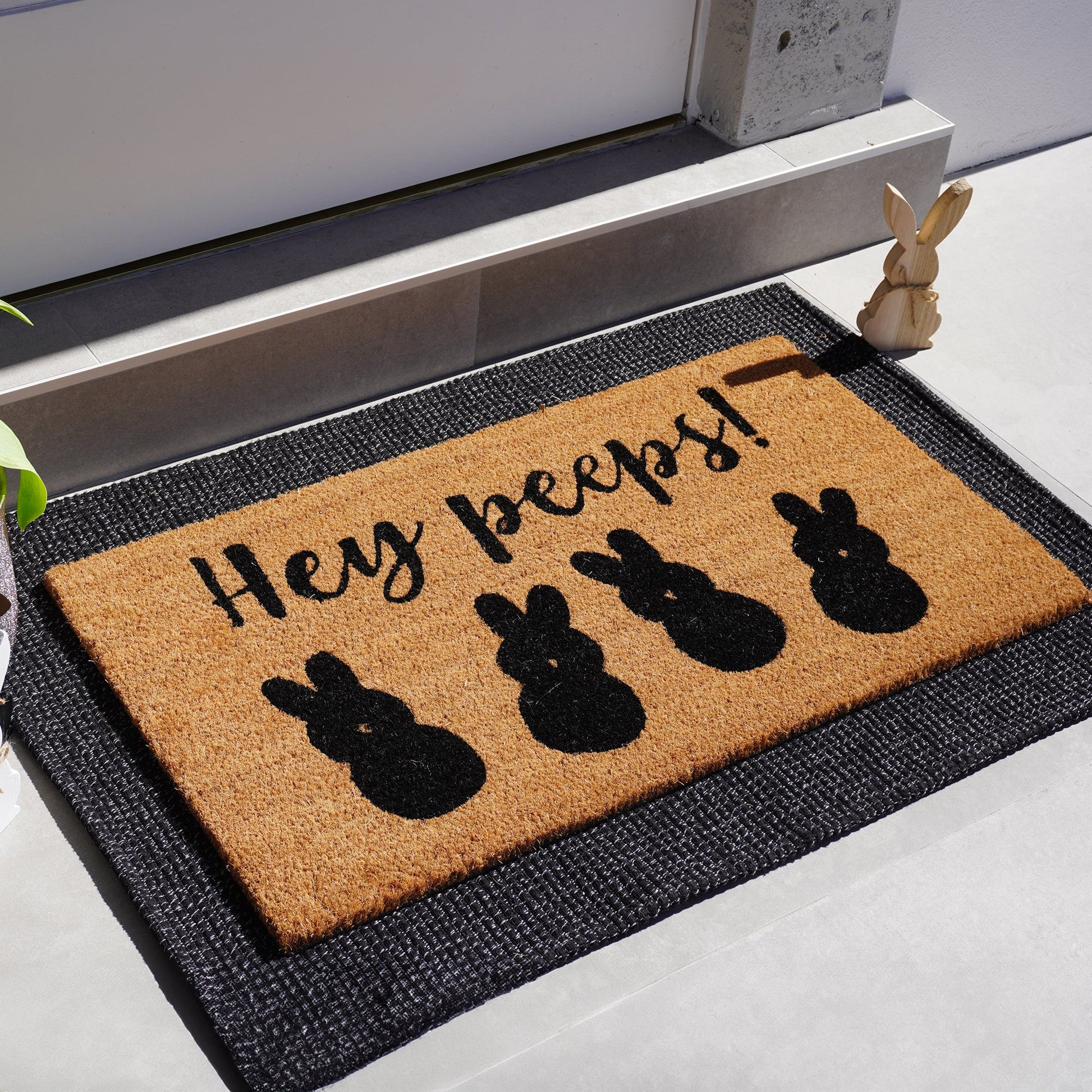 Hey Peeps Natural Coir Doormat - 17x30