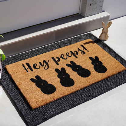 Hey Peeps Natural Coir Doormat - 17x30