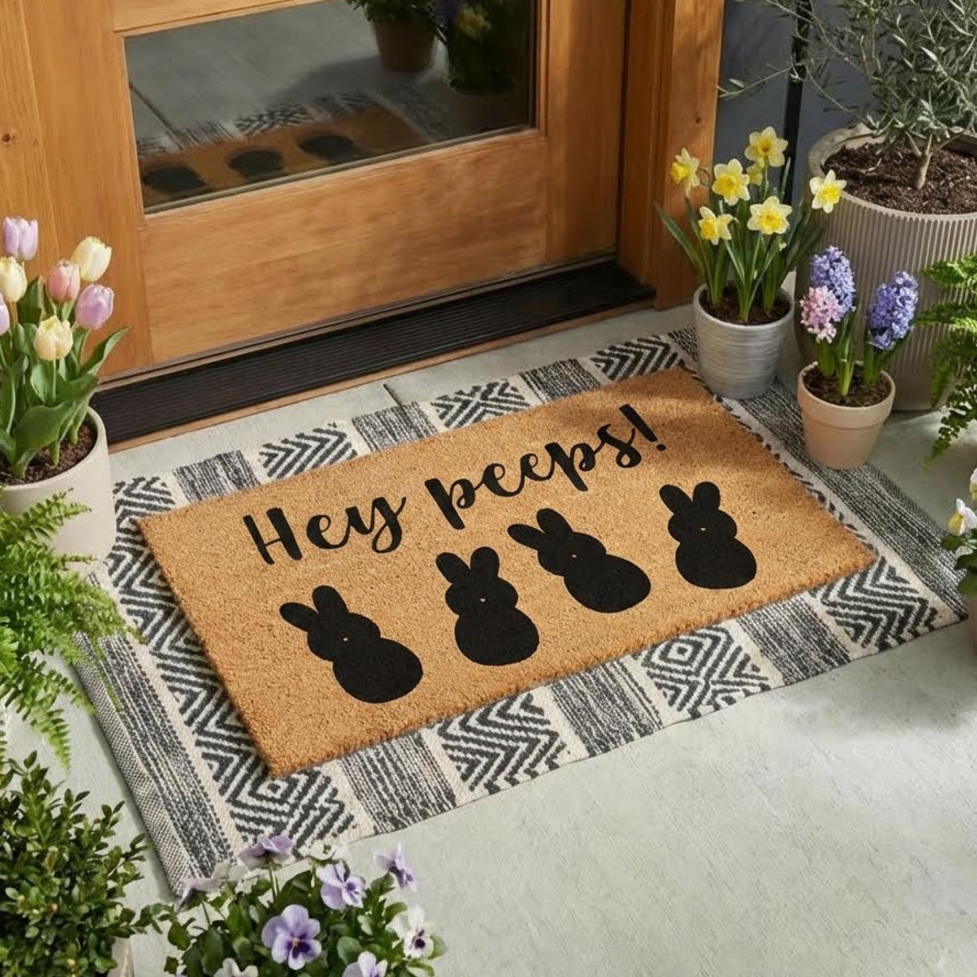 Hey Peeps Natural Coir Doormat - 17x30