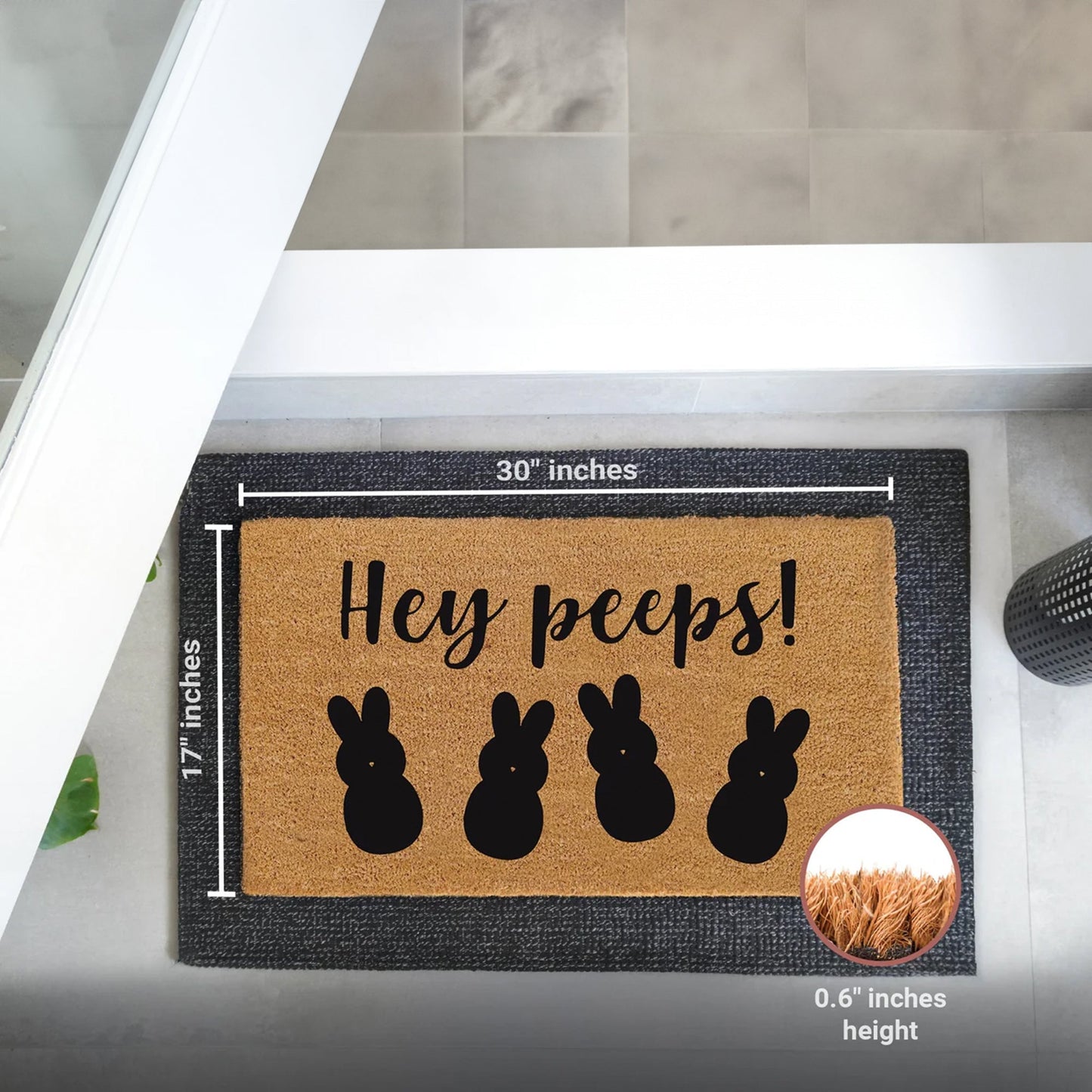Hey Peeps Natural Coir Doormat - 17x30