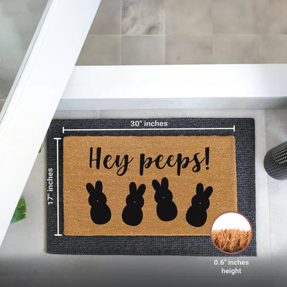 Hey Peeps Natural Coir Doormat - 17x30