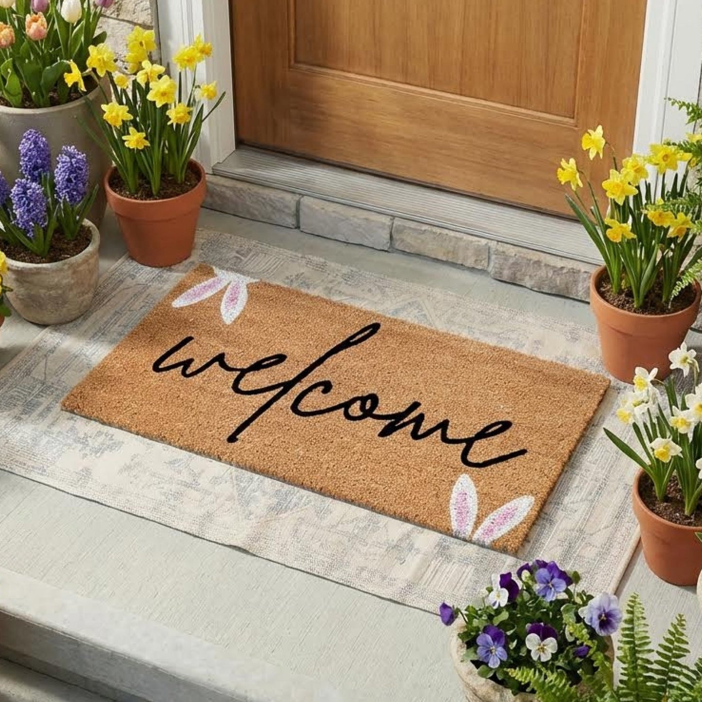 Easter Greetings Natural Coir Doormat - 17x30