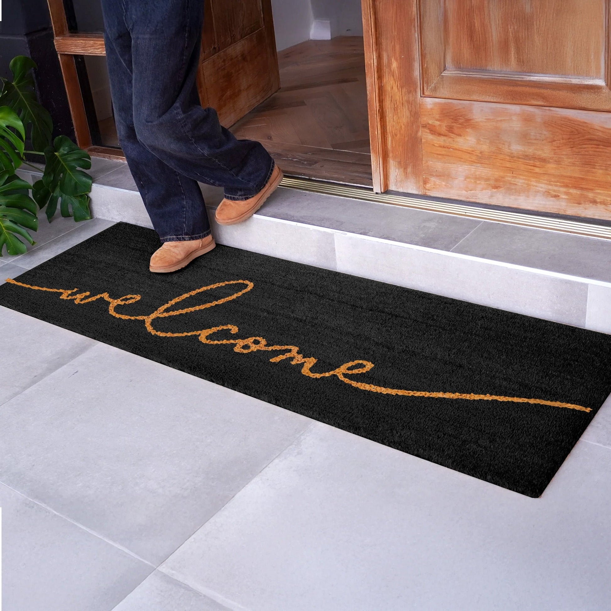 Nocturnal Greeting Natural Coir Doormat - 24x72