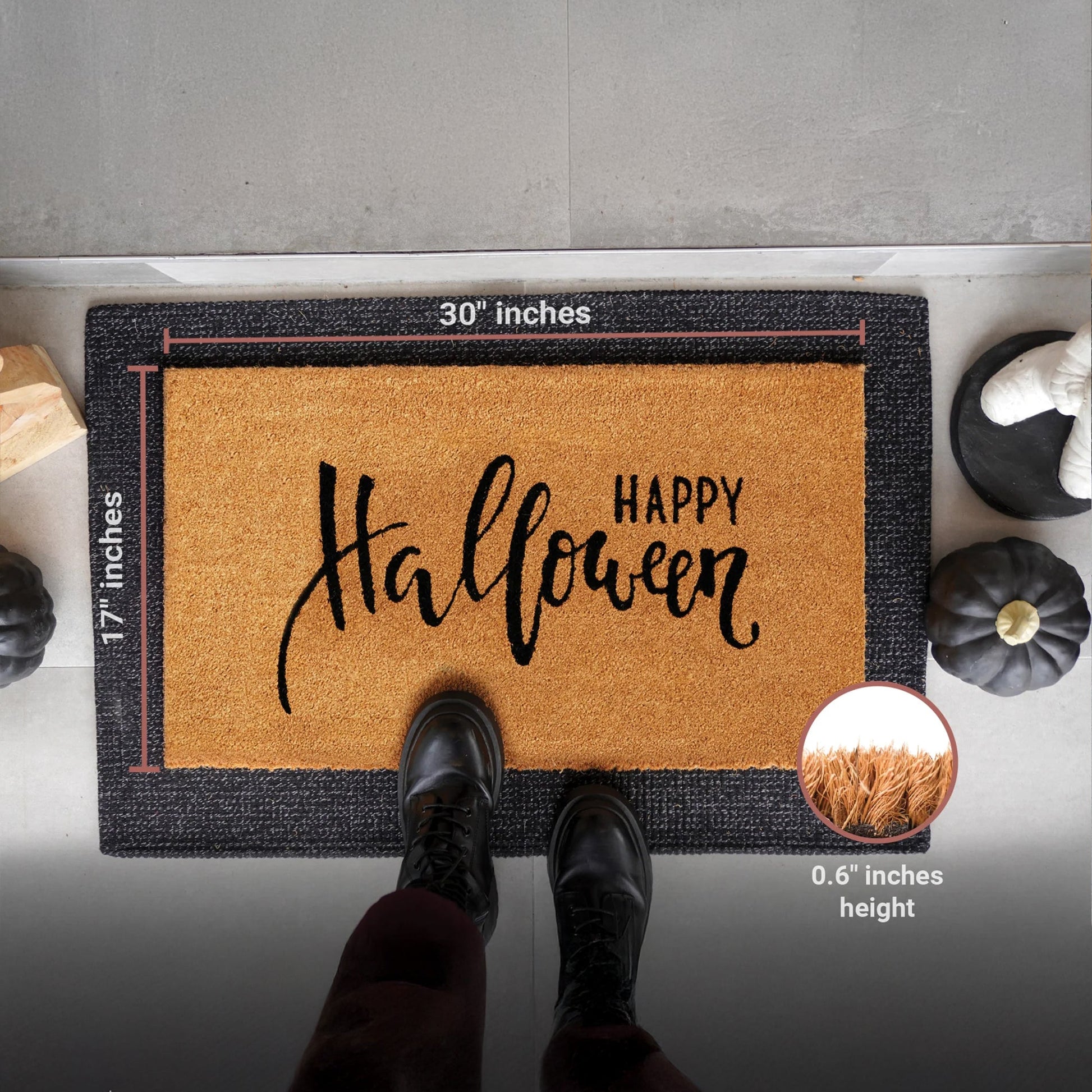Happy Halloween Natural Coir Doormat
