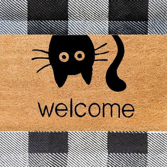 Welcome Cat Natural Coir Doormat