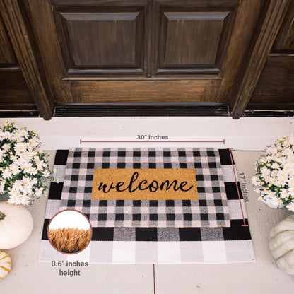 Buffalo Check Welcome Natural Coir Doormat