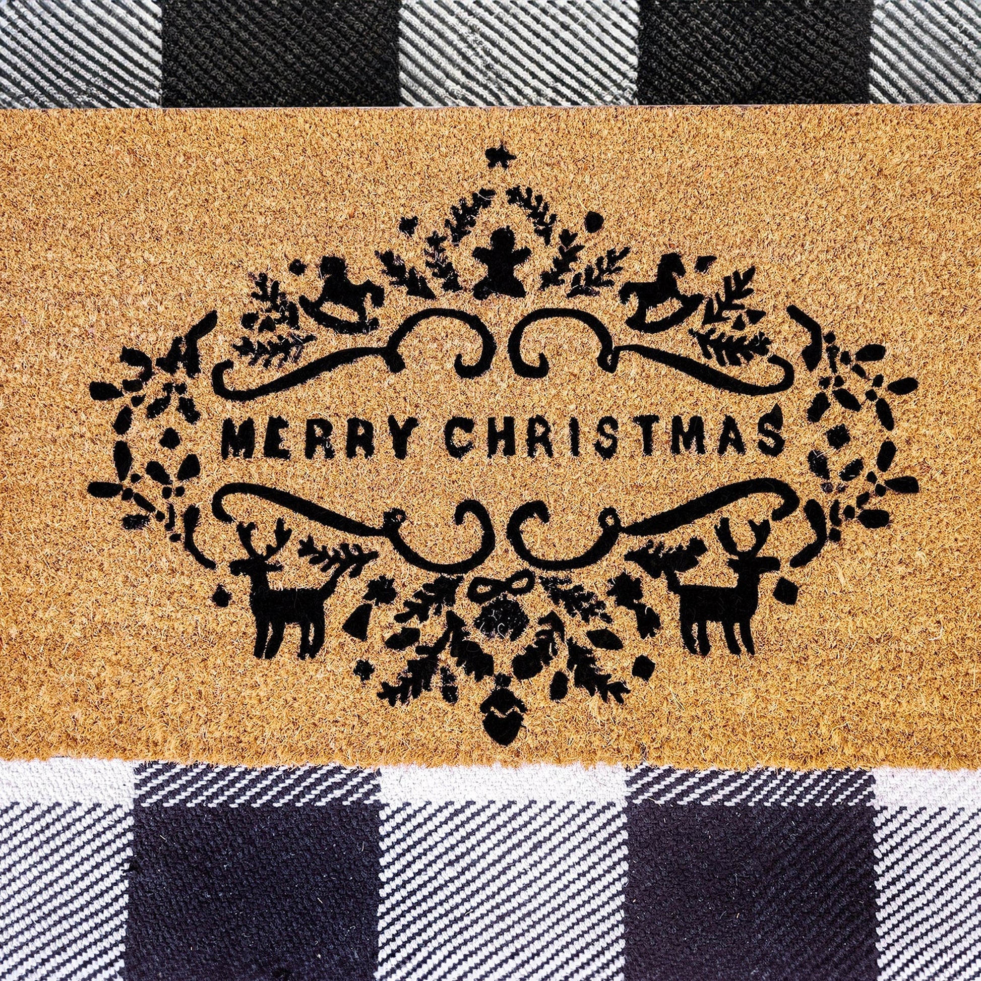 Merry Christmas Natural Coir Doormat