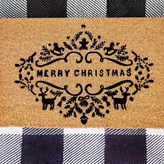 Merry Christmas Natural Coir Doormat