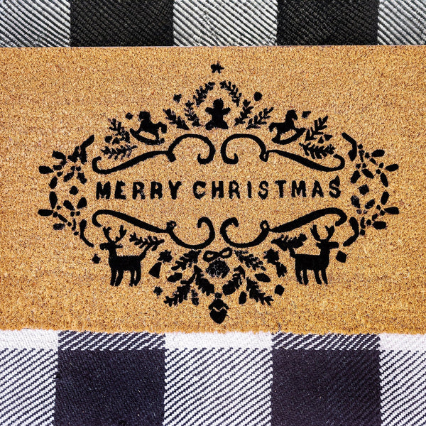 Merry Christmas Natural Coir Doormat