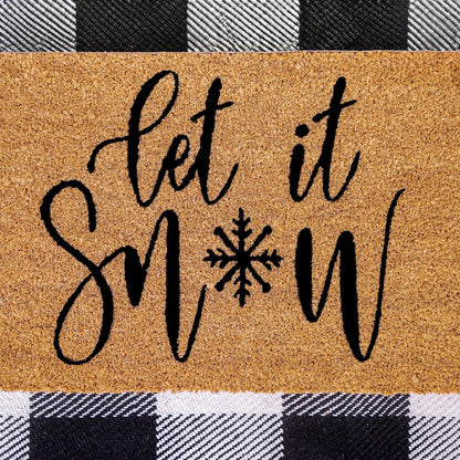 Let it Snow Natural Coir Doormat