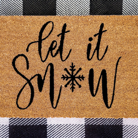 Let it Snow Natural Coir Doormat