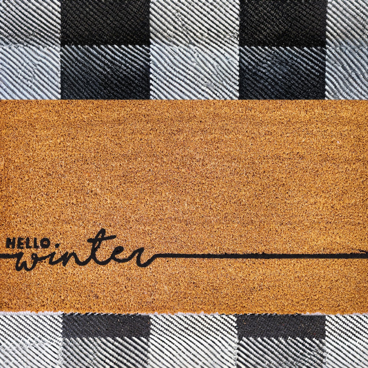 Hello Winter Natural Coir Doormat