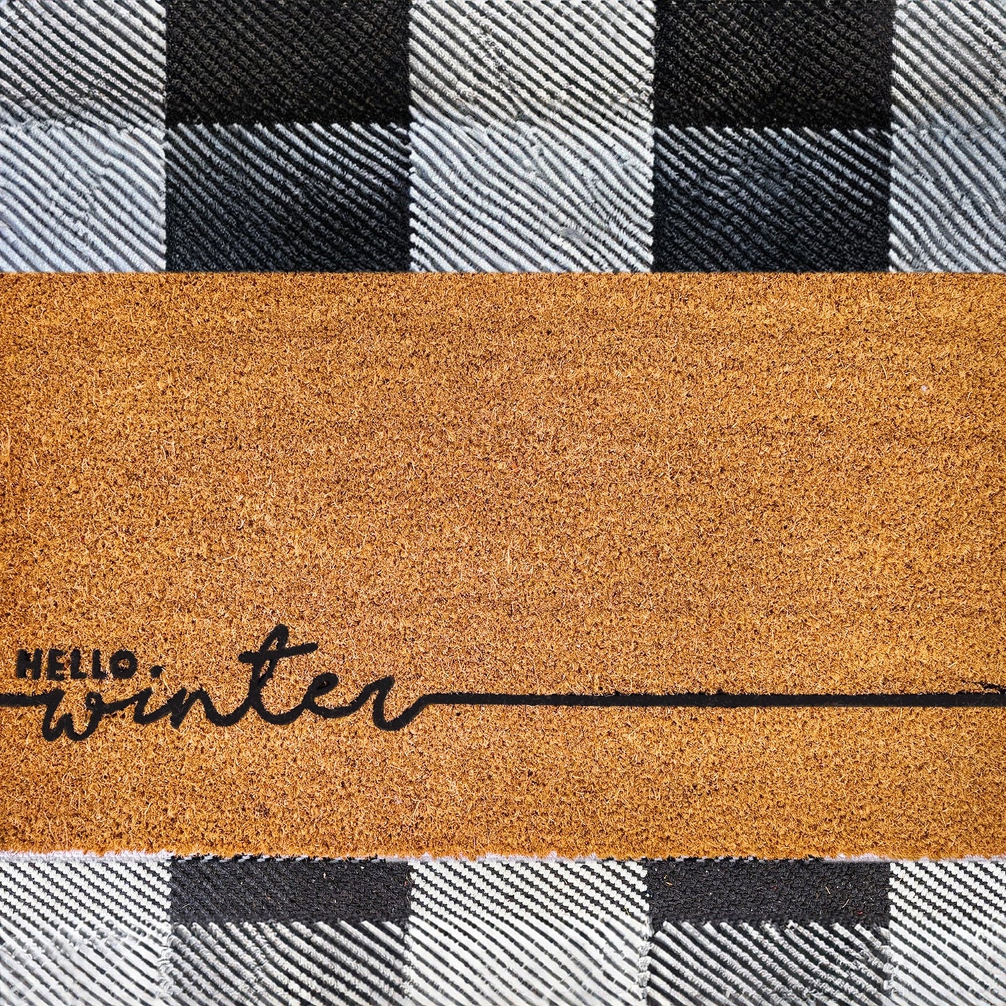 Hello Winter Natural Coir Doormat