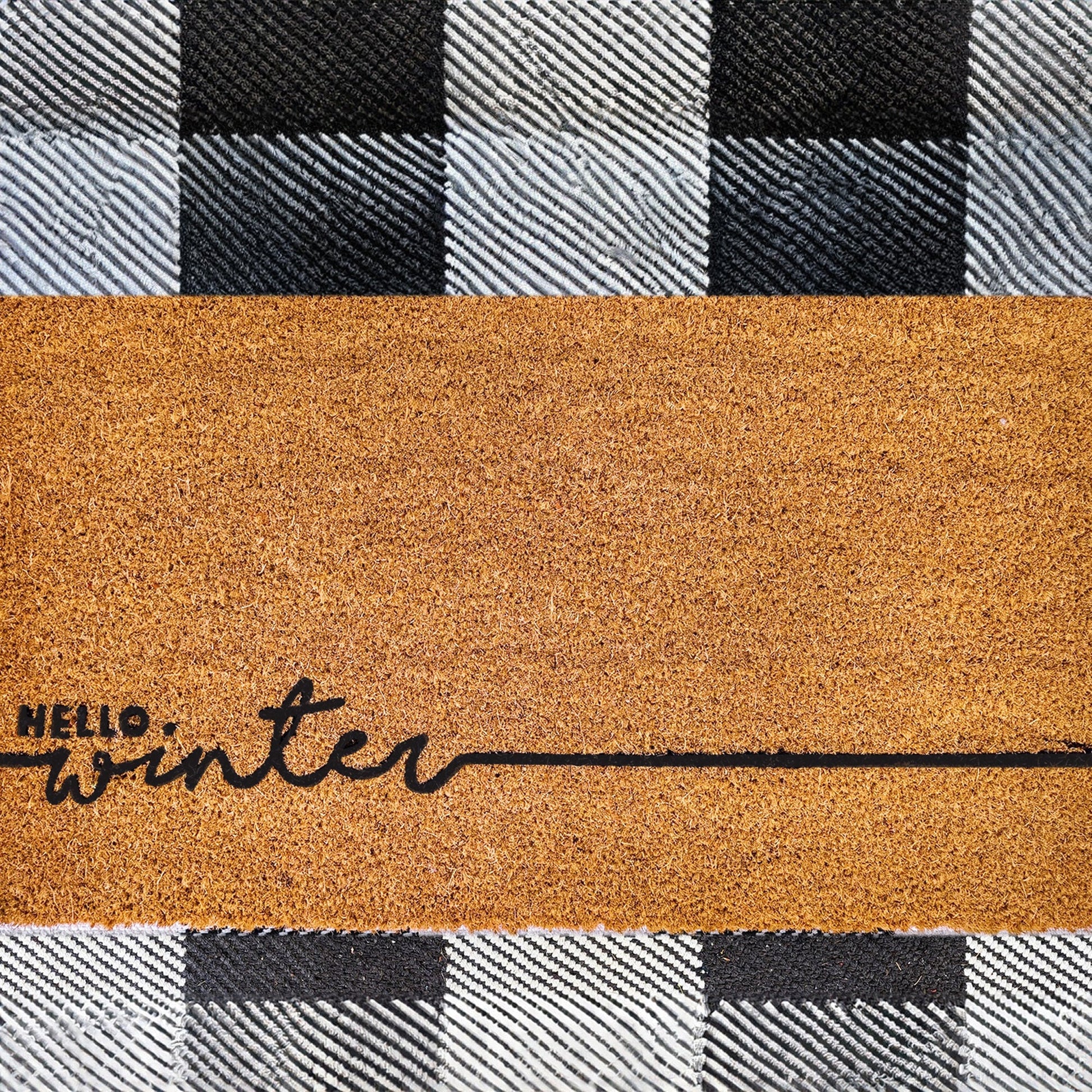 Hello Winter Natural Coir Doormat