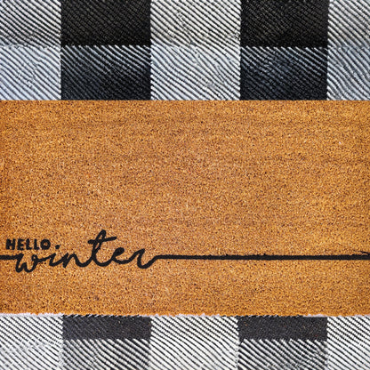 Hello Winter Natural Coir Doormat