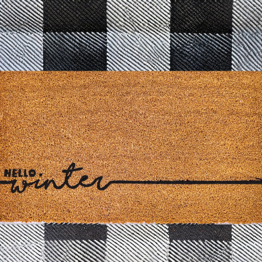 Hello Winter Natural Coir Doormat