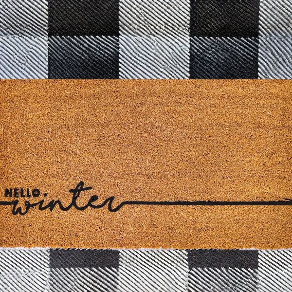 Hello Winter Natural Coir Doormat