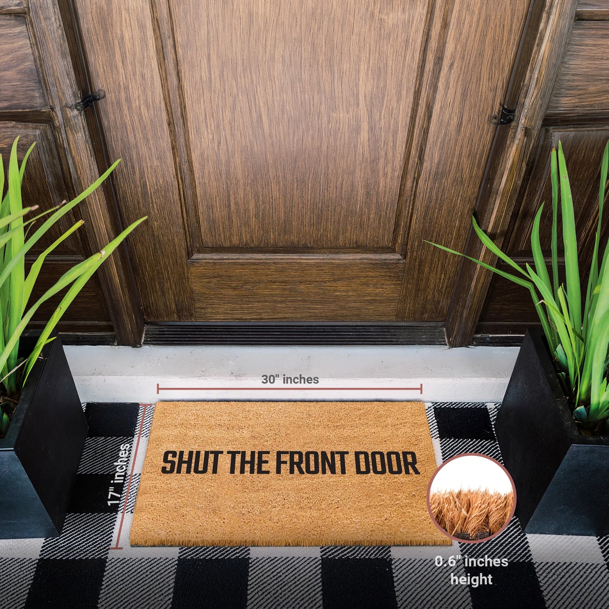 Shut The Front Door Natural Coir Doormat