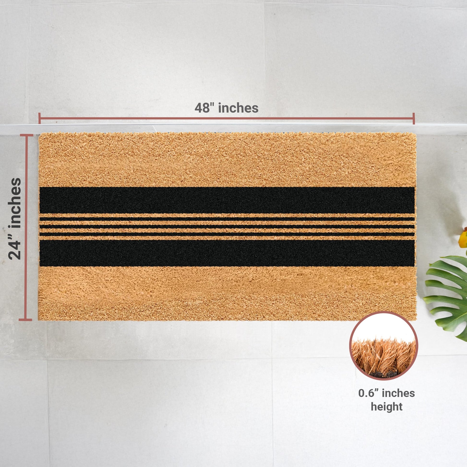 Parallel Charm Natural Coir Doormat - 24x48