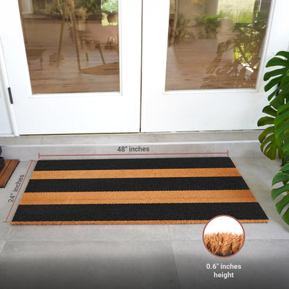 Wide Stripes Natural Coir Doormat - 24x48