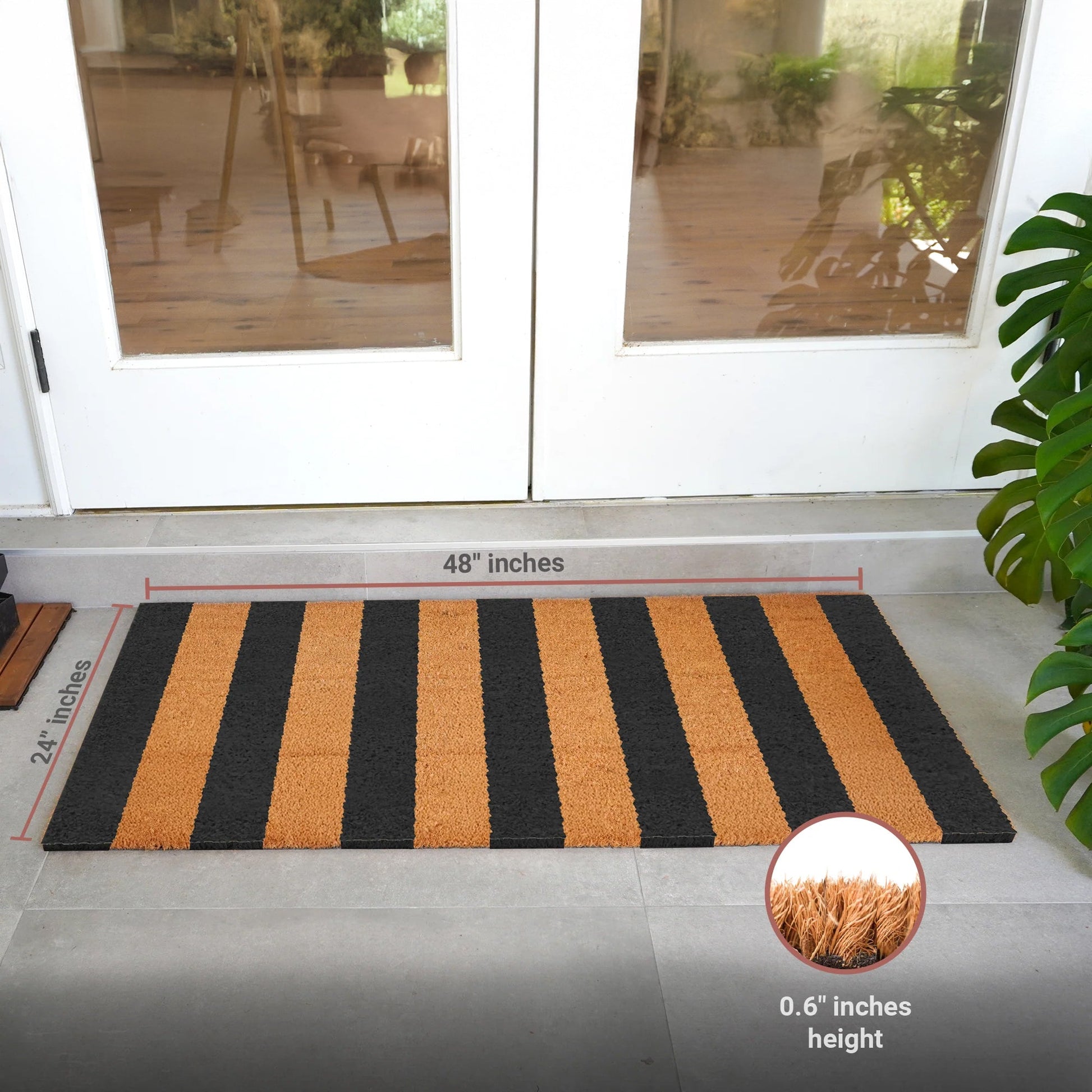 Right Stripes Natural Coir Doormat - 24x48