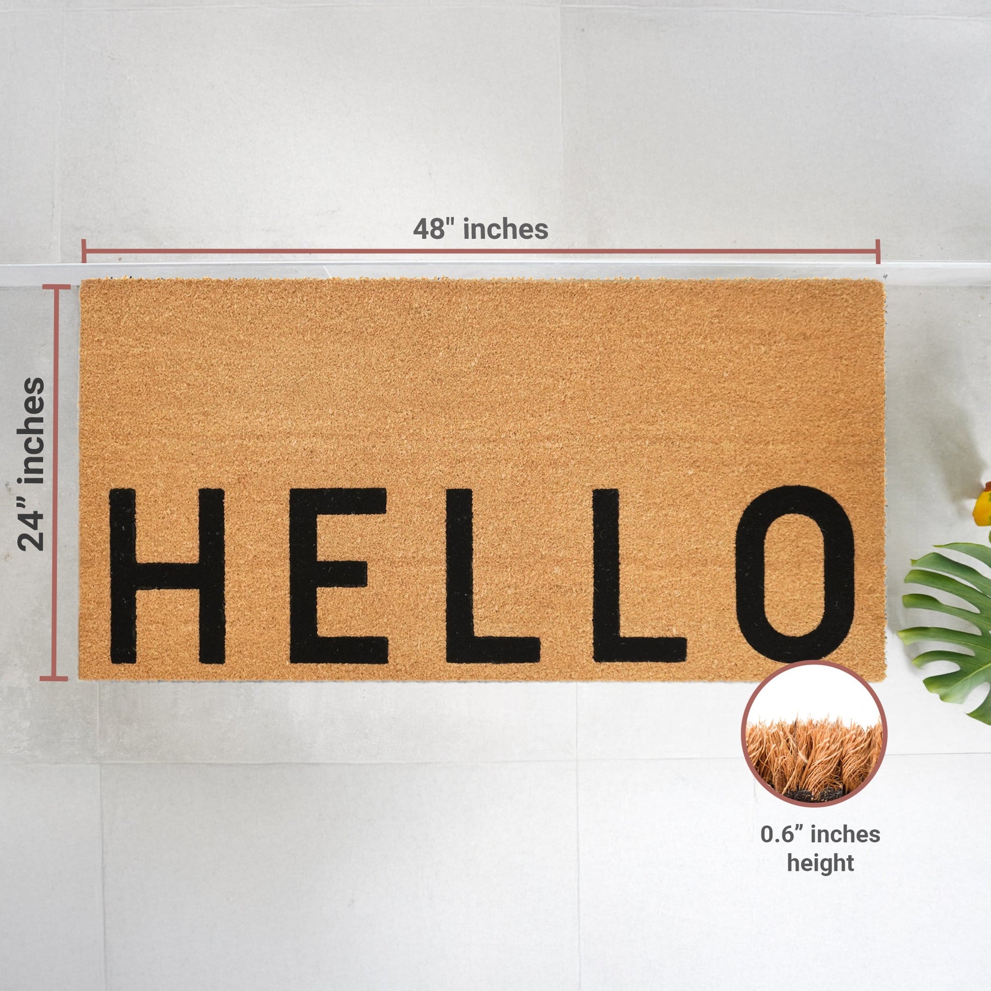 Simply Hello Natural Coir Doormat - 24x48