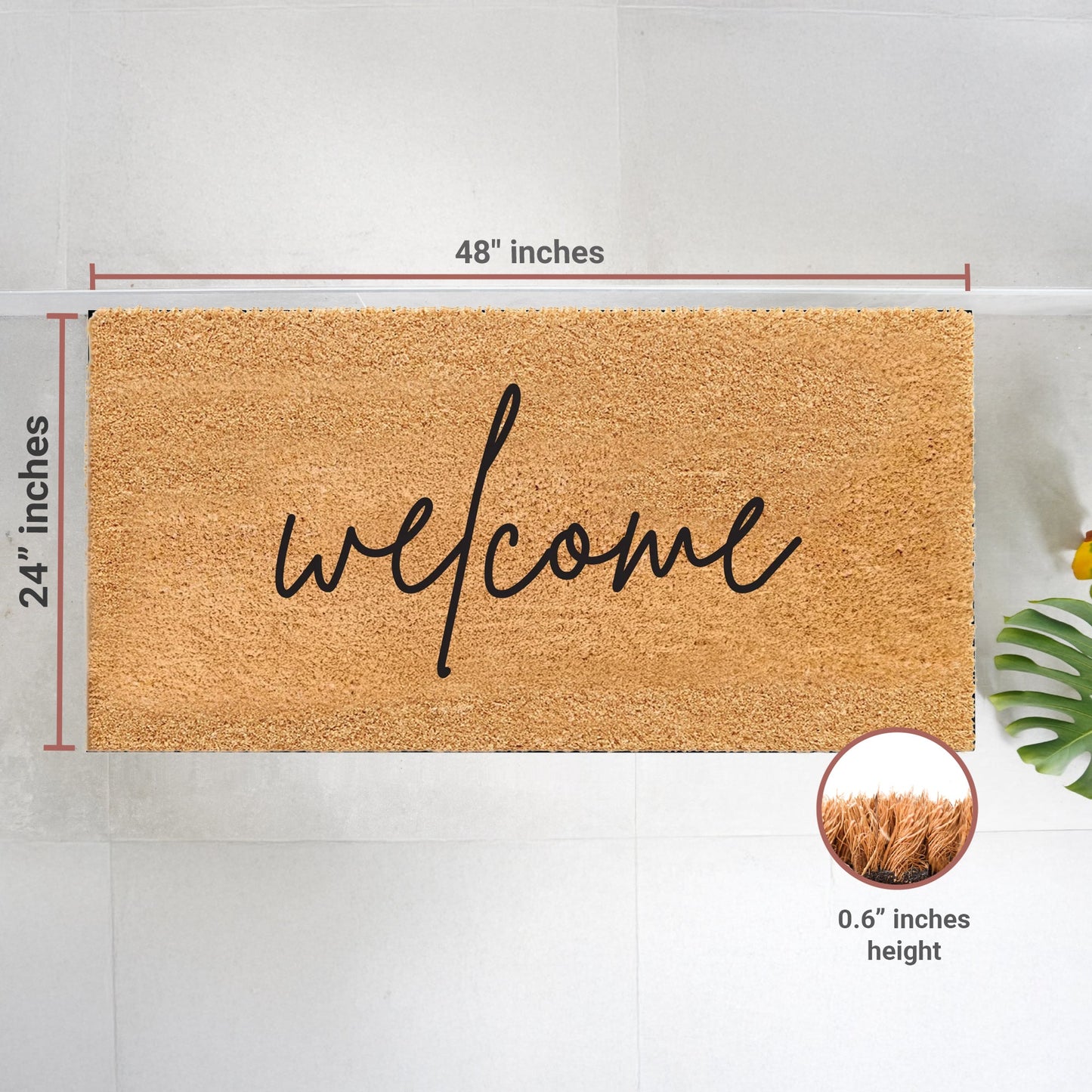Warm Welcome Natural Coir Doormat - 24x48