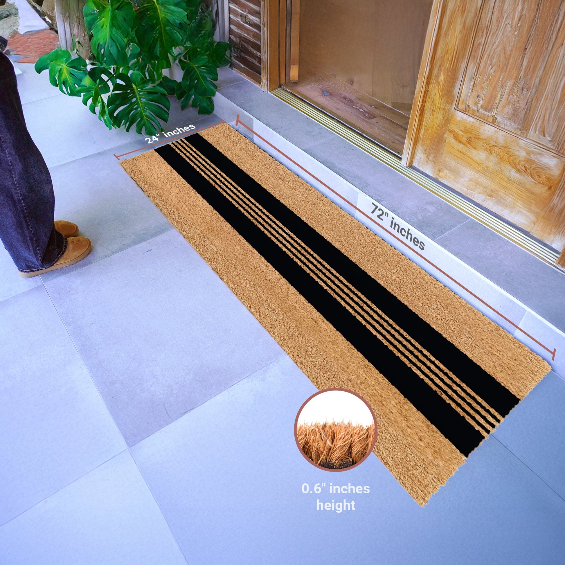 Parallel Charm Natural Coir Doormat - 24x72