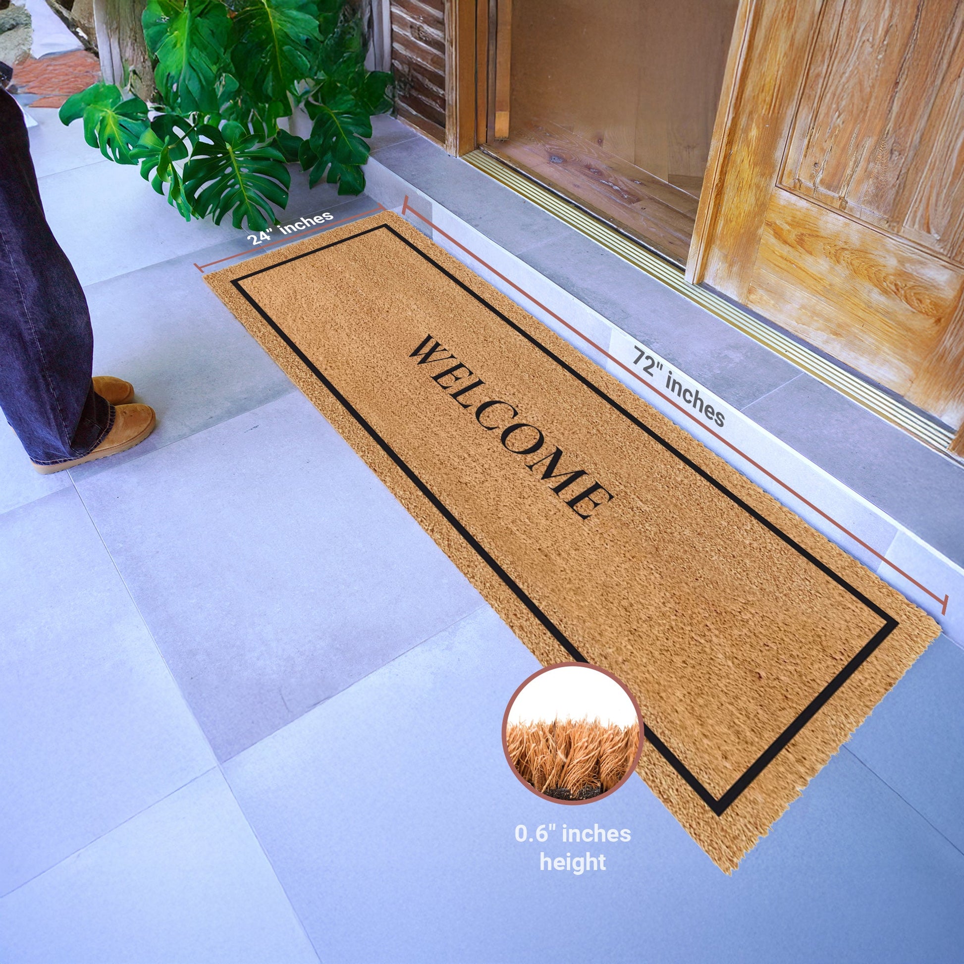 Classic Welcome Natural Coir Doormat - 24x72