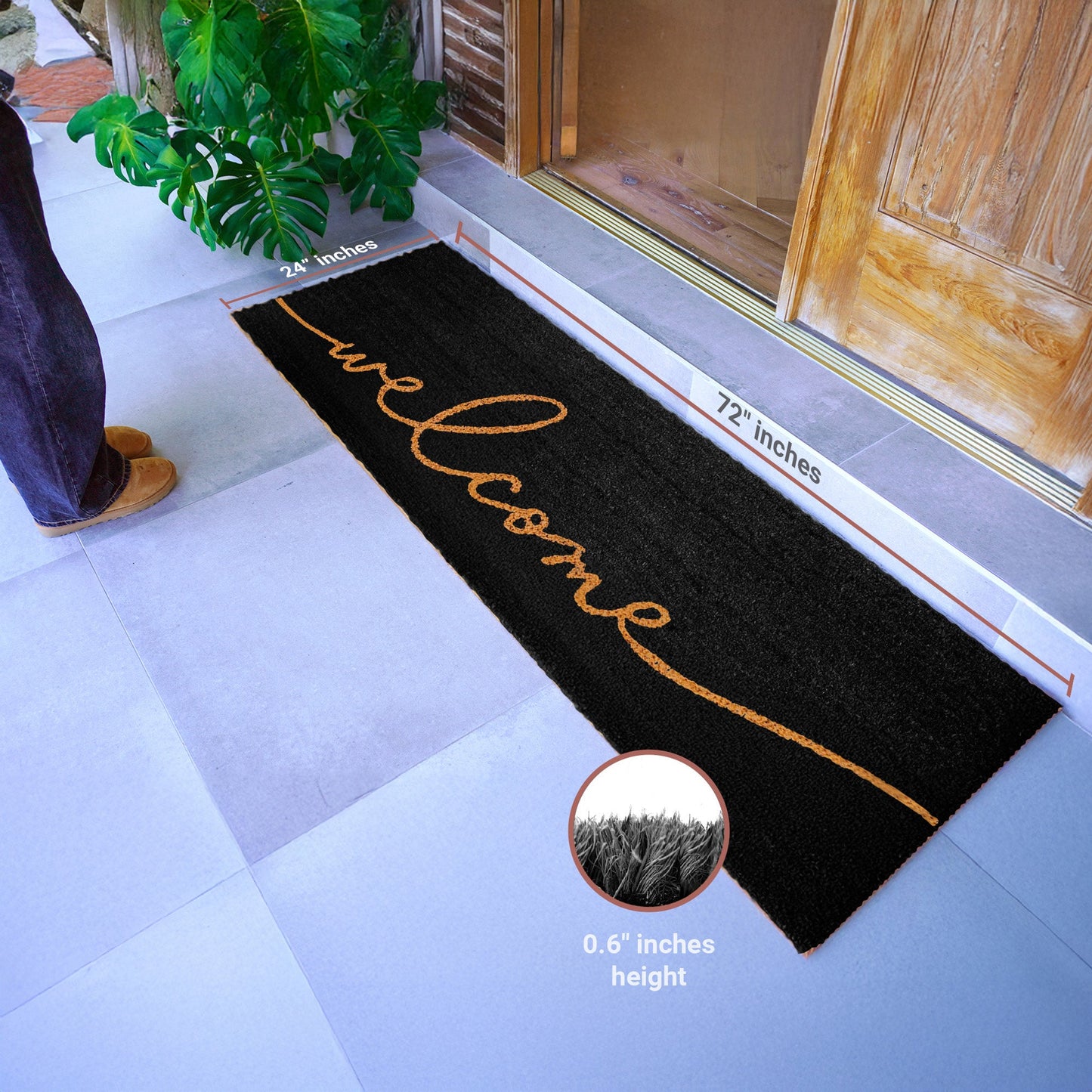 Nocturnal Greeting Natural Coir Doormat - 24x72