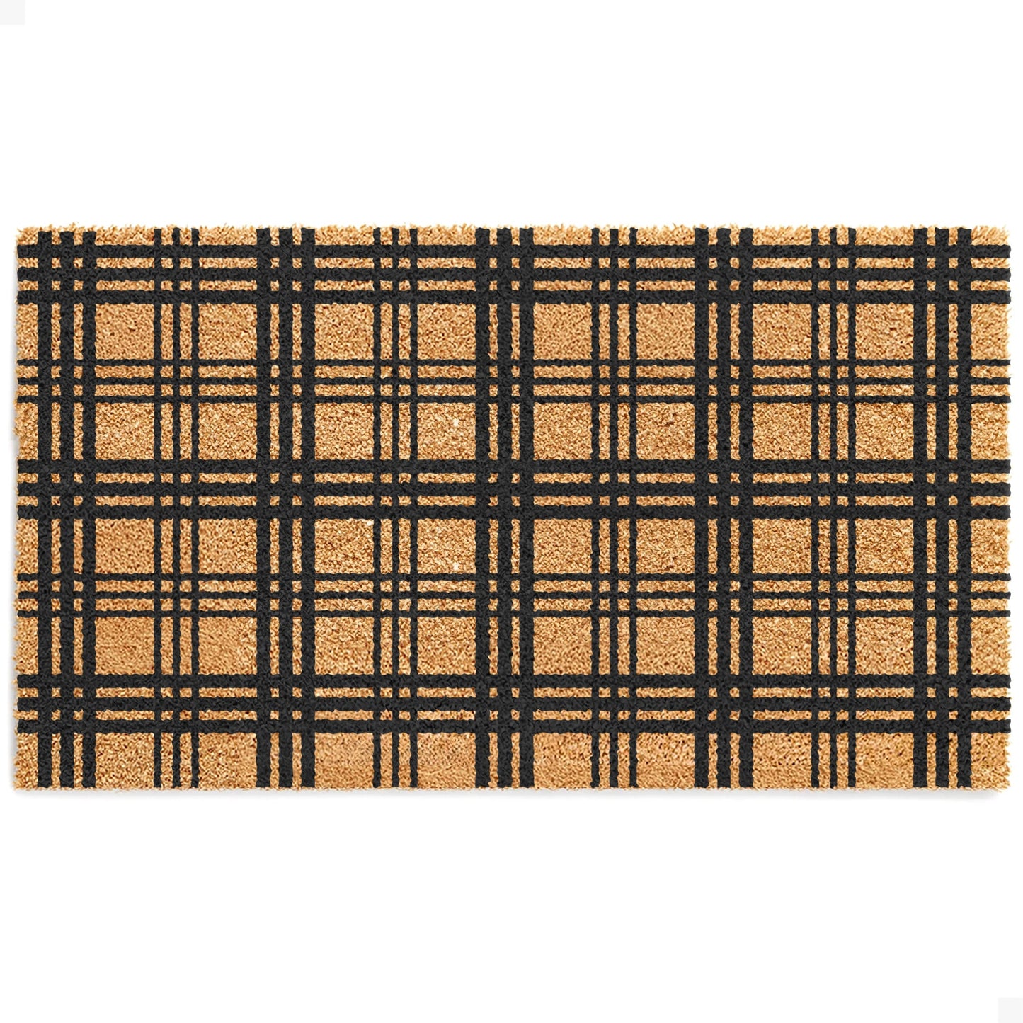 Modern Tartan Natural Coir Doormat - 17x30