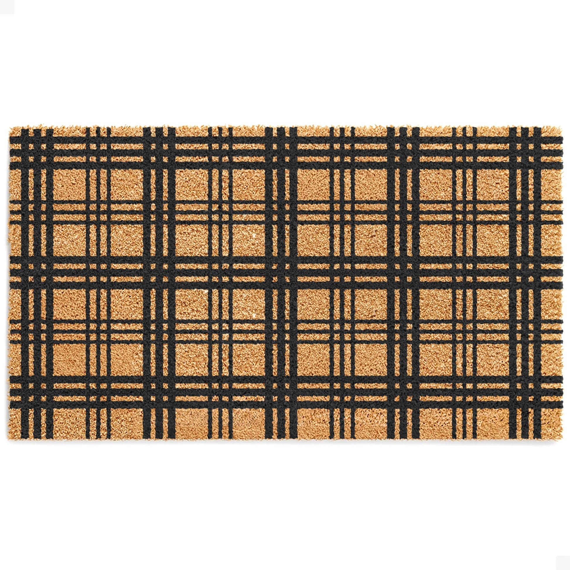 Modern Tartan Natural Coir Doormat - 17x30