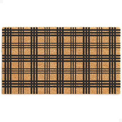 Modern Tartan Natural Coir Doormat - 17x30