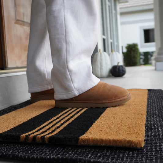 Parallel Charm Natural Coir Doormat - 17x30