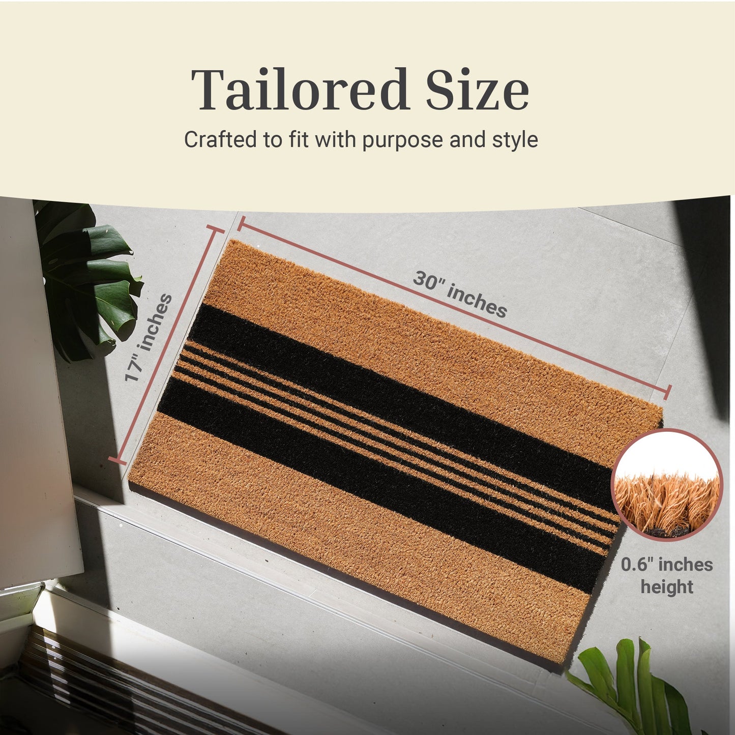 Parallel Charm Natural Coir Doormat - 17x30