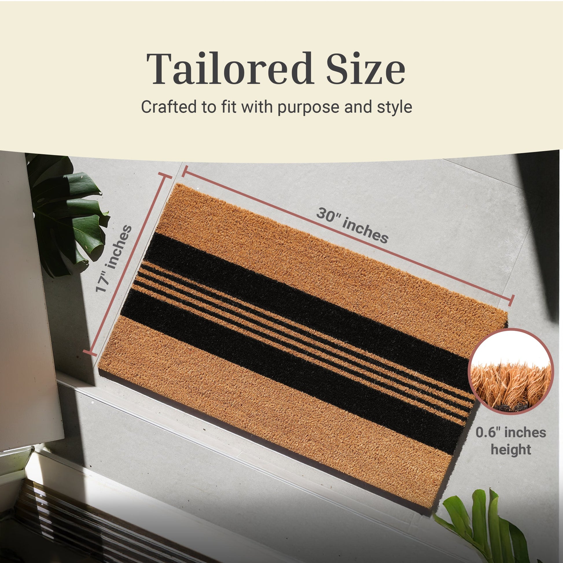 Parallel Charm Natural Coir Doormat - 17x30