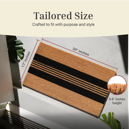Parallel Charm Natural Coir Doormat - 17x30