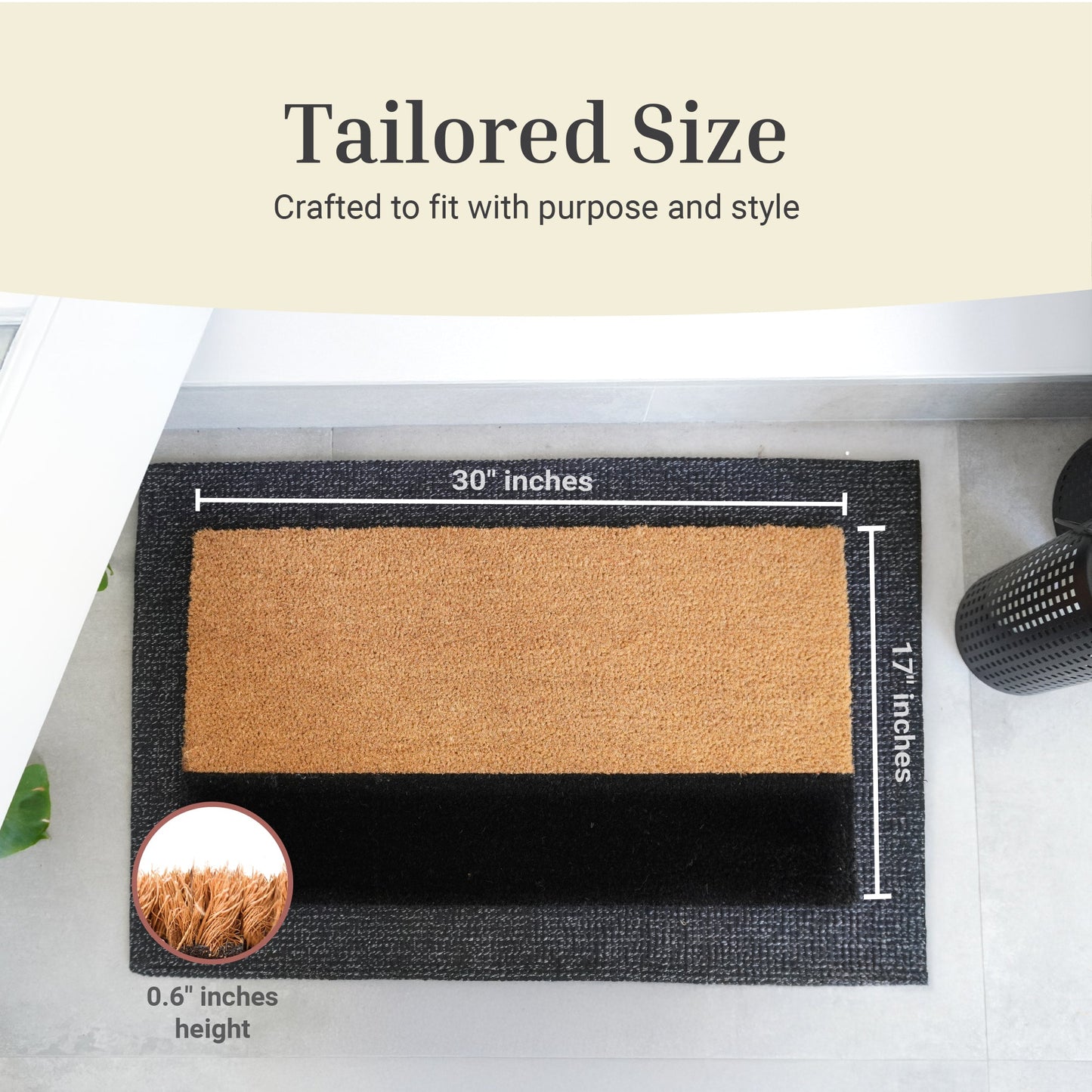 Sleek Horizon Natural Coir Doormat - 17x30