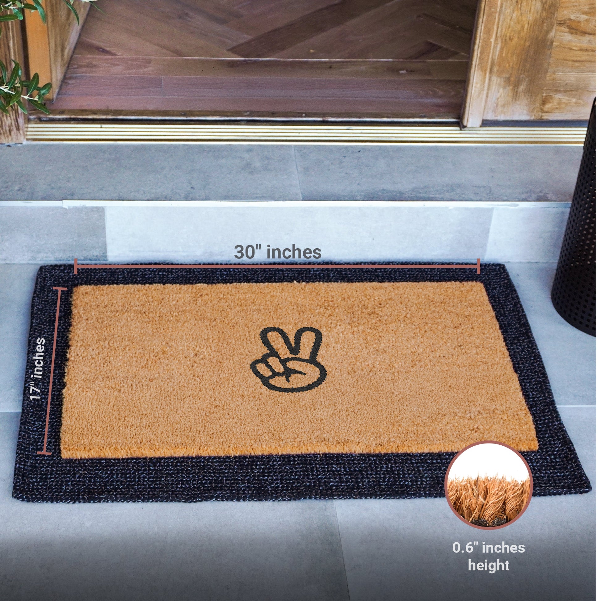 Peace Out Natural Coir Doormat - 17x30