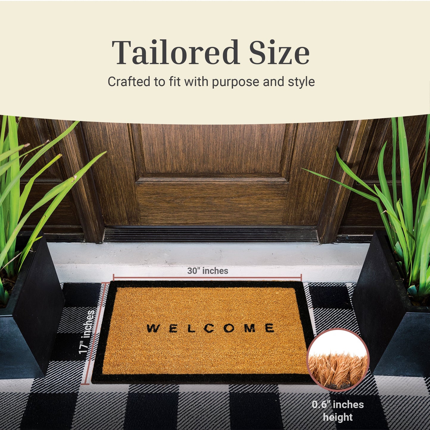 Welcome w/ Border Natural Coir Doormat - 17x30