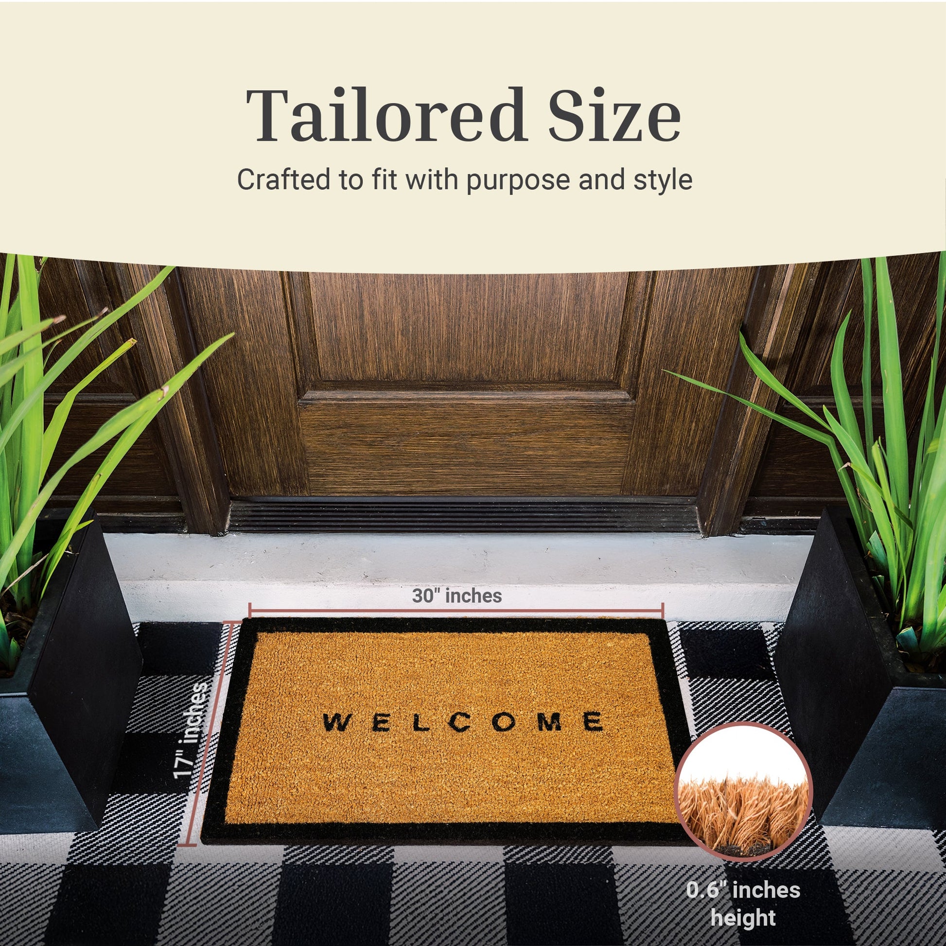 Welcome w/ Border Natural Coir Doormat - 17x30