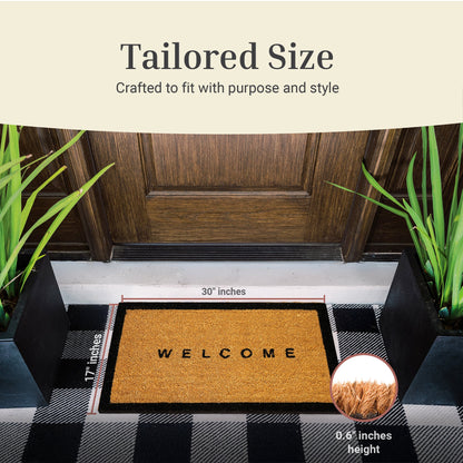 Welcome w/ Border Natural Coir Doormat - 17x30