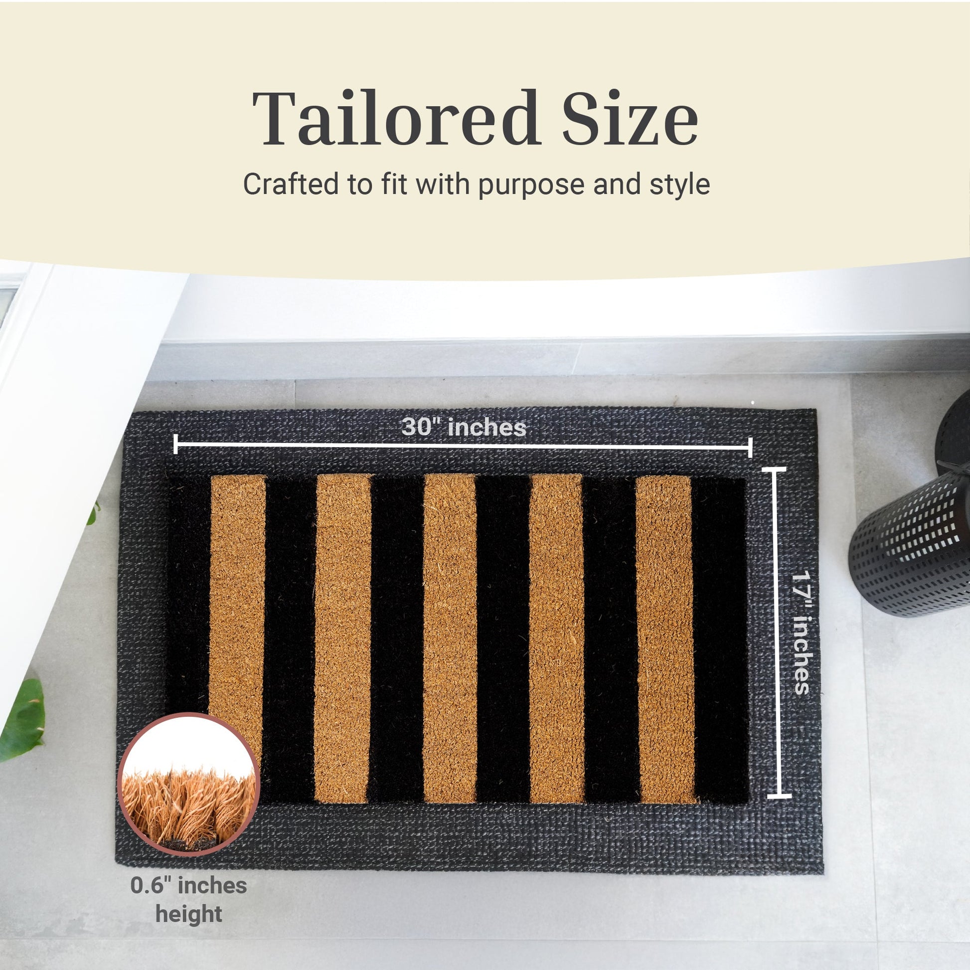 Right Stripes Natural Coir Doormat - 17x30