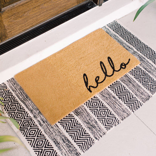 Meet and Greet Natural Coir Doormat - 17x30