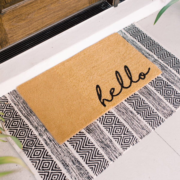 Meet and Greet Natural Coir Doormat - 17x30