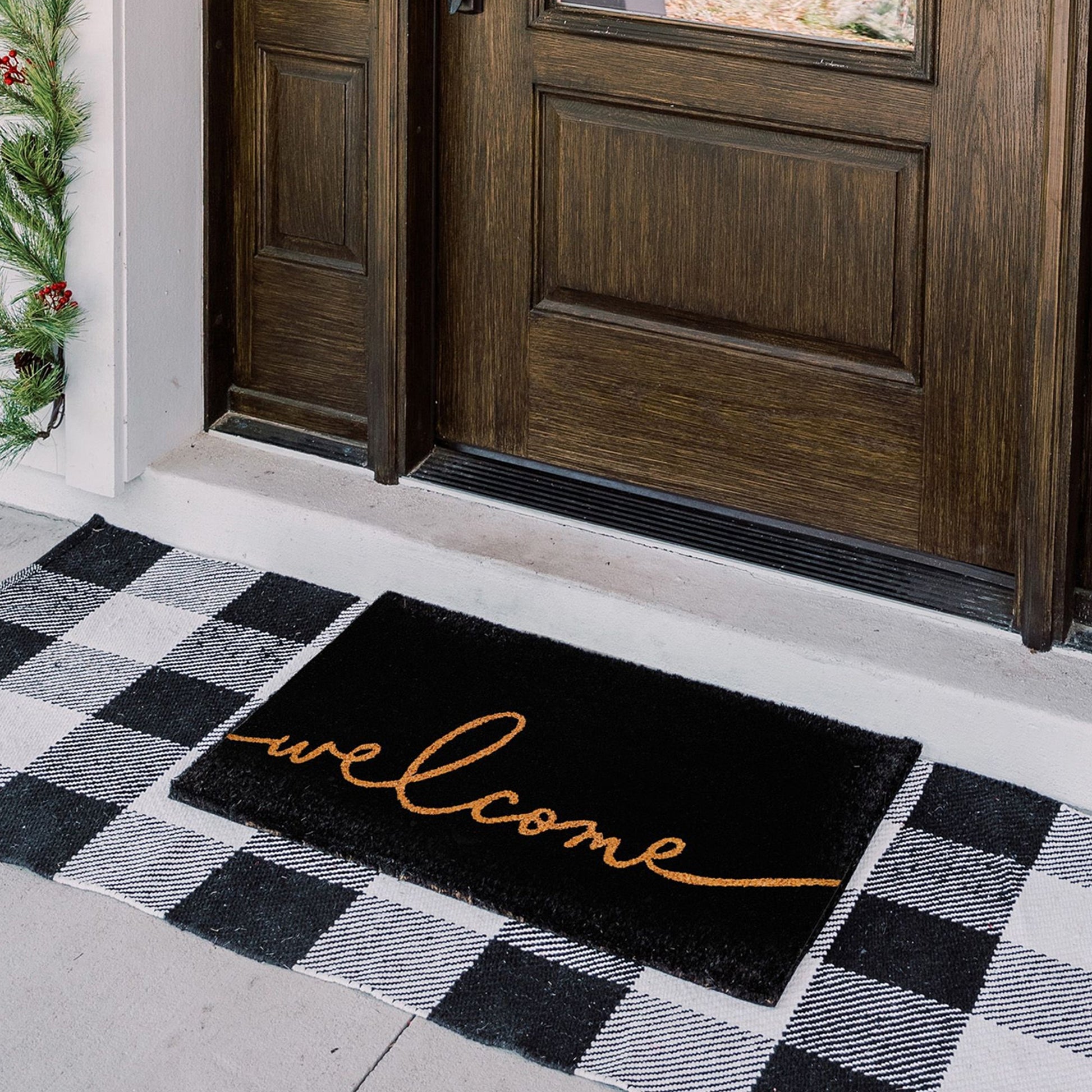 Nocturnal Greeting Natural Coir Doormat - 17x30
