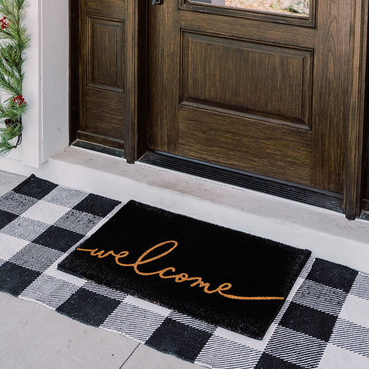 Nocturnal Greeting Natural Coir Doormat - 17x30